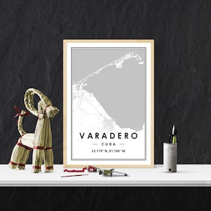 VARADERO CUBA, carte minimaliste scandinave, décoration d'intérieur nordique, impression d'oeuvres d'art pour le salon, la chambre et la cuisine