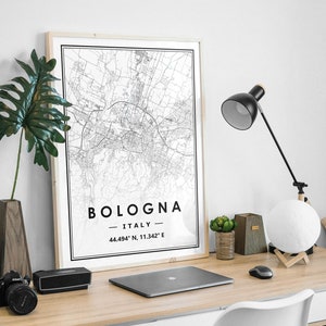 BOLOGNA ITALY Karte Minimalistische skandinavische Dekoration für Wohnzimmer, Schlafzimmer, Küche und Wohnzimmer