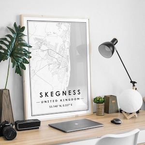 SKEGNESS UK Map Print minimalistische skandinavische nordische Dekoration für Ihr Zuhause