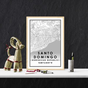SANTO DOMINGO Dom Rep Karte minimalistische skandinavische Dekoration für Wohnzimmer, Schlafzimmer, Küche