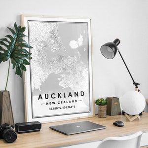 AUCKLAND NEW ZEALAND Karte Druck minimale skandinavische nordische Dekoration, Wohnzimmer, Schlafzimmer, Küche Kunstwerk Karte Drucke