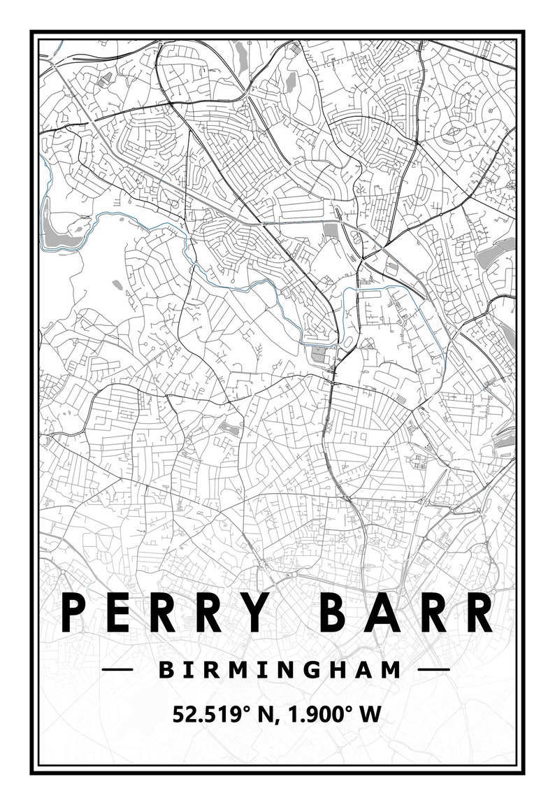 PERRY BARR BIRMINGHAM Uk Portrait Map Minimal Scandinavian Etsy UK