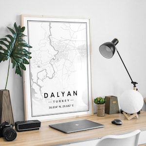 DALYAN TURQUIE carte minimaliste scandinave décoration de la maison nordique, salon, chambre à coucher, cuisine impression d'art impression de carte