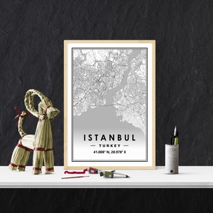 ISTANBUL TURQUIE carte minimaliste scandinave décoration de la maison nordique, salon, chambre à coucher, impression d’œuvres d’art de cuisine