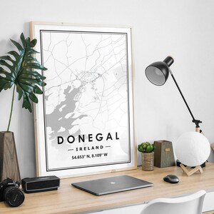 DONEGAL Irland Landkarte minimalistische skandinavische Dekoration für Wohnzimmer, Schlafzimmer, Küche