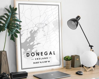 DONEGAL Ireland  map minimal Scandinavian Nordic home decoration, Living room, bedroom, kitchen artwork print