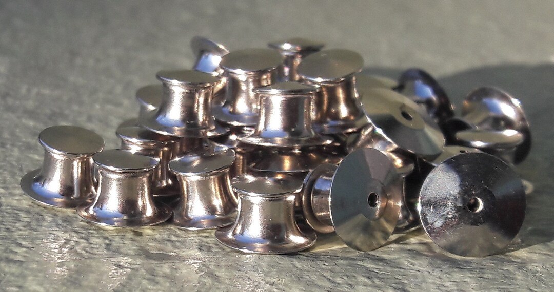 Pin Backs Locking Pin Backs Metal Pin Backs Silver Locking Pin Etsy