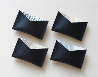 black card holder business card holder vinyl card holder vegan friendly card holder faux leather card holder fabric liner - Business Card Sleeves black card holder business card holder vinyl card holder vegan friendly card holder faux leather card holder fabric liner - Business Card Sleeves