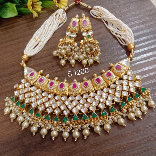 Très beau collier de bijoux Pacheli Kundan avec boucles d’oreilles Sabyasachi Inspired Jadau Jewelry Sets Déclaration Bijoux