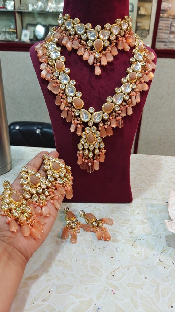 long kundan chokar set Sabyasachi Gold Plated Kundan Necklace Set With Choker Alia Bhatt Wedding Set Gold pachi kundan bridal jewelry
