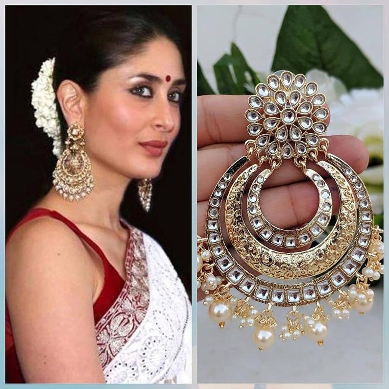 Bollywood Indian Chandbali Earrings Kundan Earrings Kundan Etsy