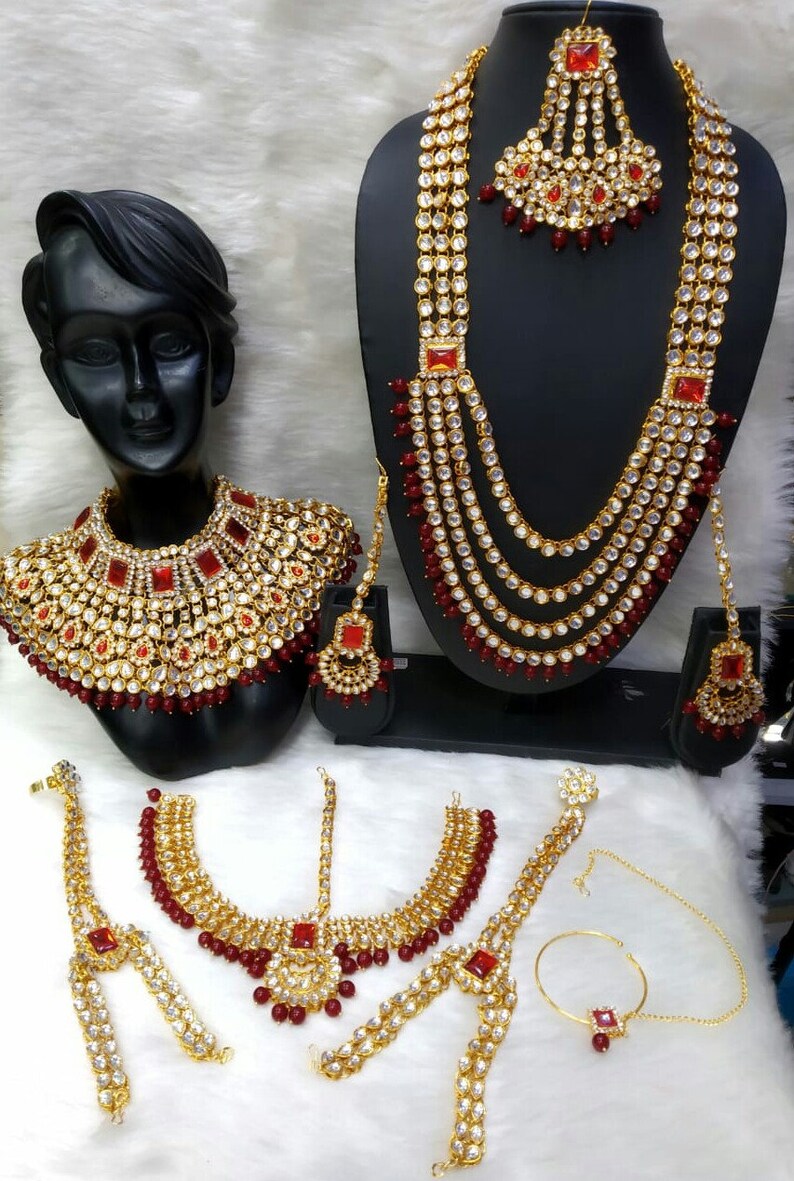 Gold Plated Bridal Dulhan Full Wedding Jewelry Set in Golden Etsy