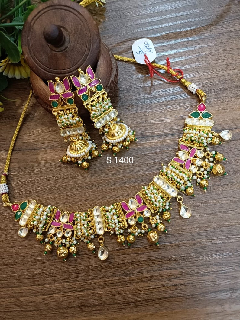 Fine Latest Pachi Necklace Designs in Gold / Kundan Choker - Etsy