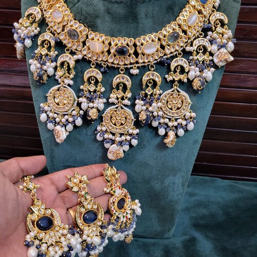 Big Size Jadau Meenakari- shops Kundan choker necklace With Earrings Mangtika Kundan Choker, Indian Jewelry, Bollywood Jewelry, Pakistani Jewelry