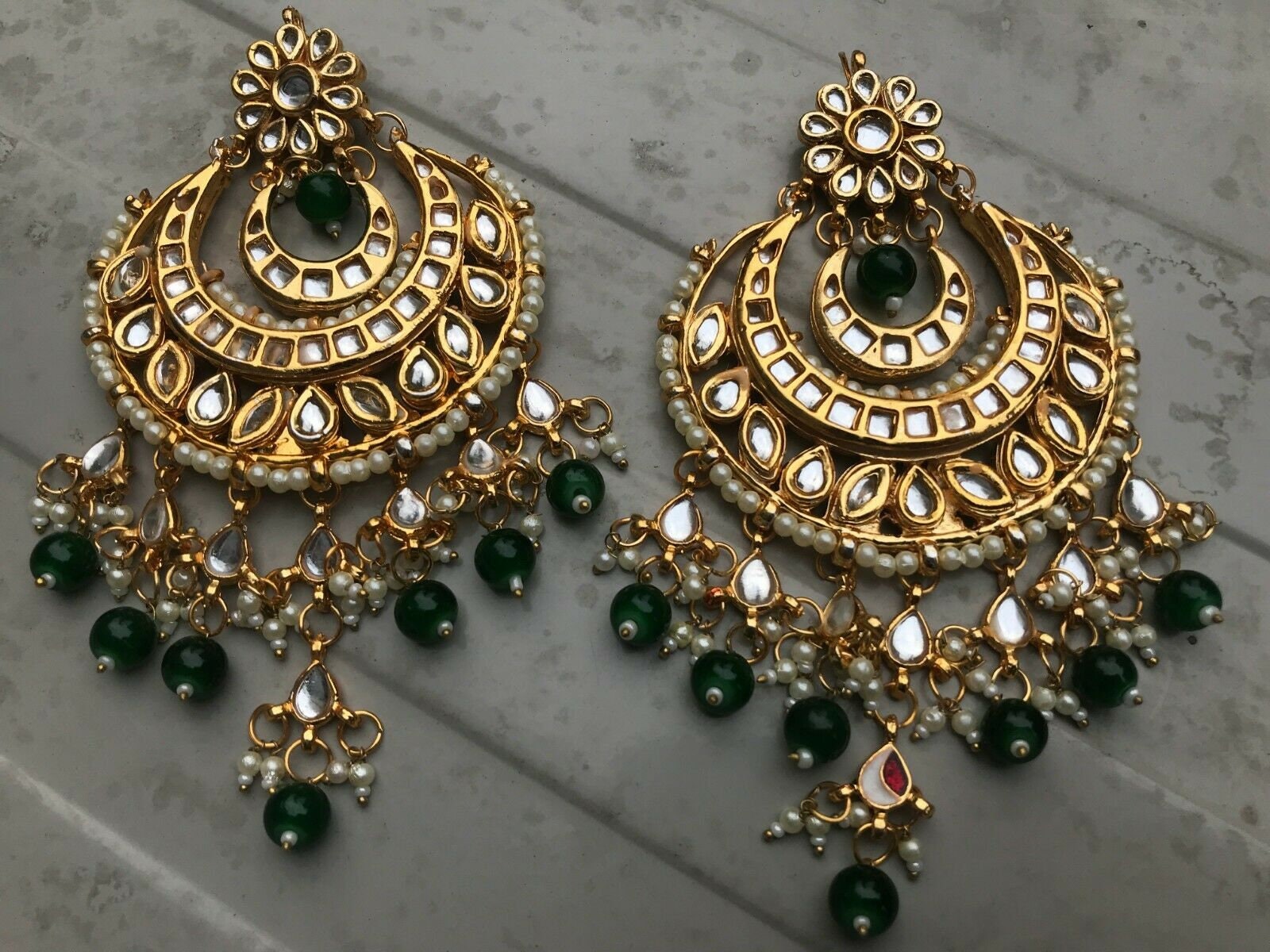 Designer Green Jhumka earrings for women Party and for wedding Crystal  Beads Alloy Jhumki Earring