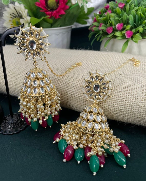Flipkart.com - Buy Rekha Jewellery Coral Stone (Pavli) Triple Layered Jhumka  Earring Pearl Copper Jhumki Earring Online at Best Prices in India
