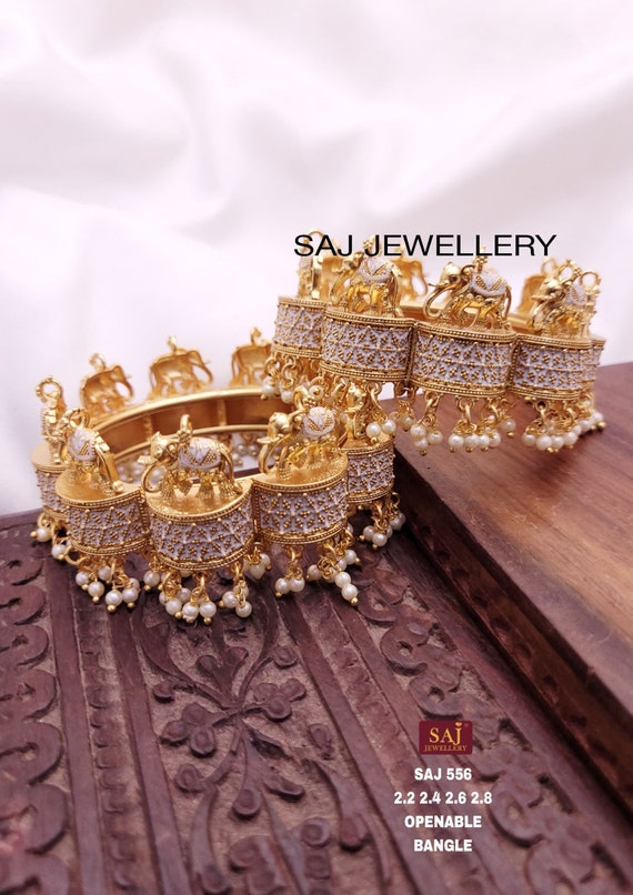 Antique gold kada bangles best sale