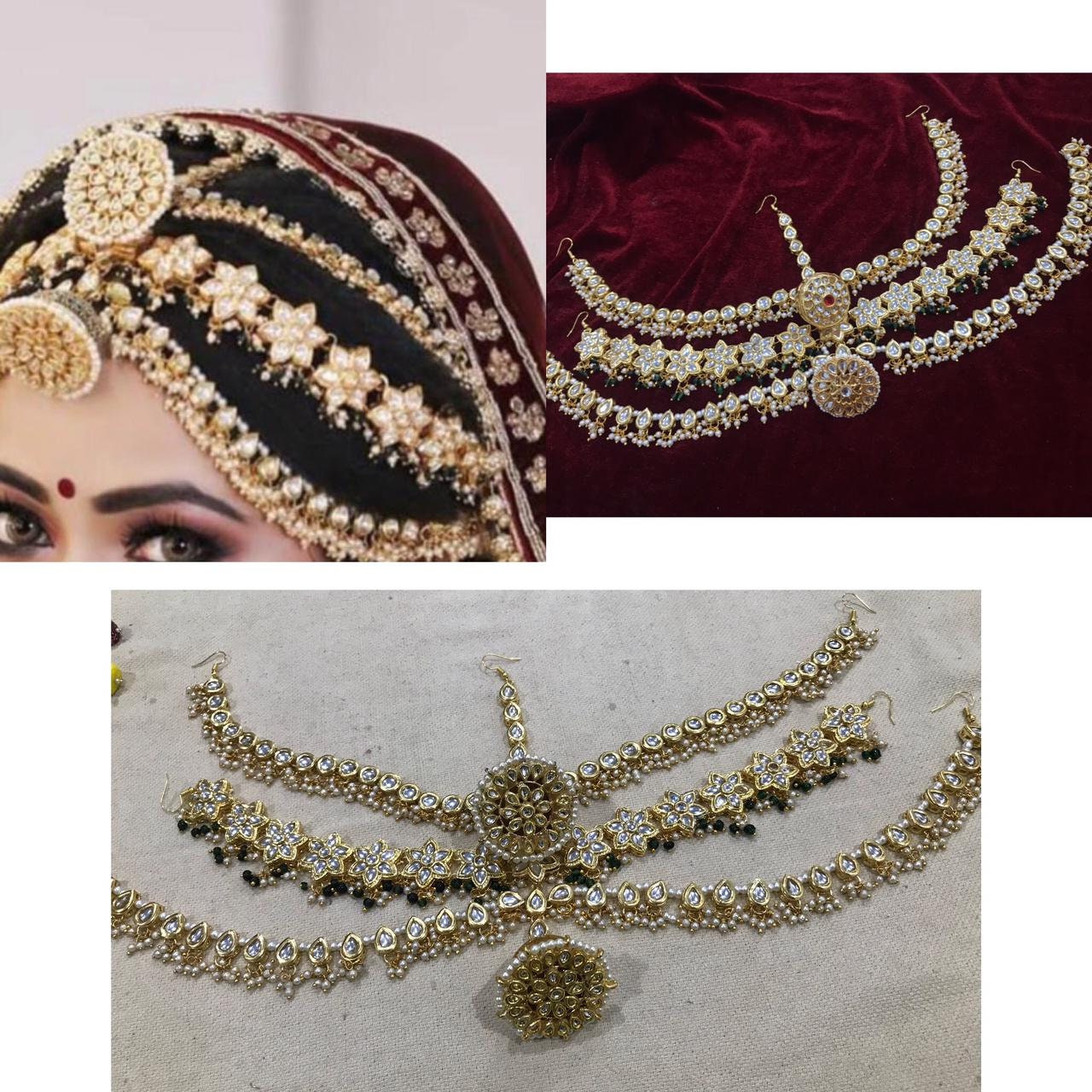 Kundan Bridal Indian forehead jewelry Kundan Mathapatti Kundan Etsy