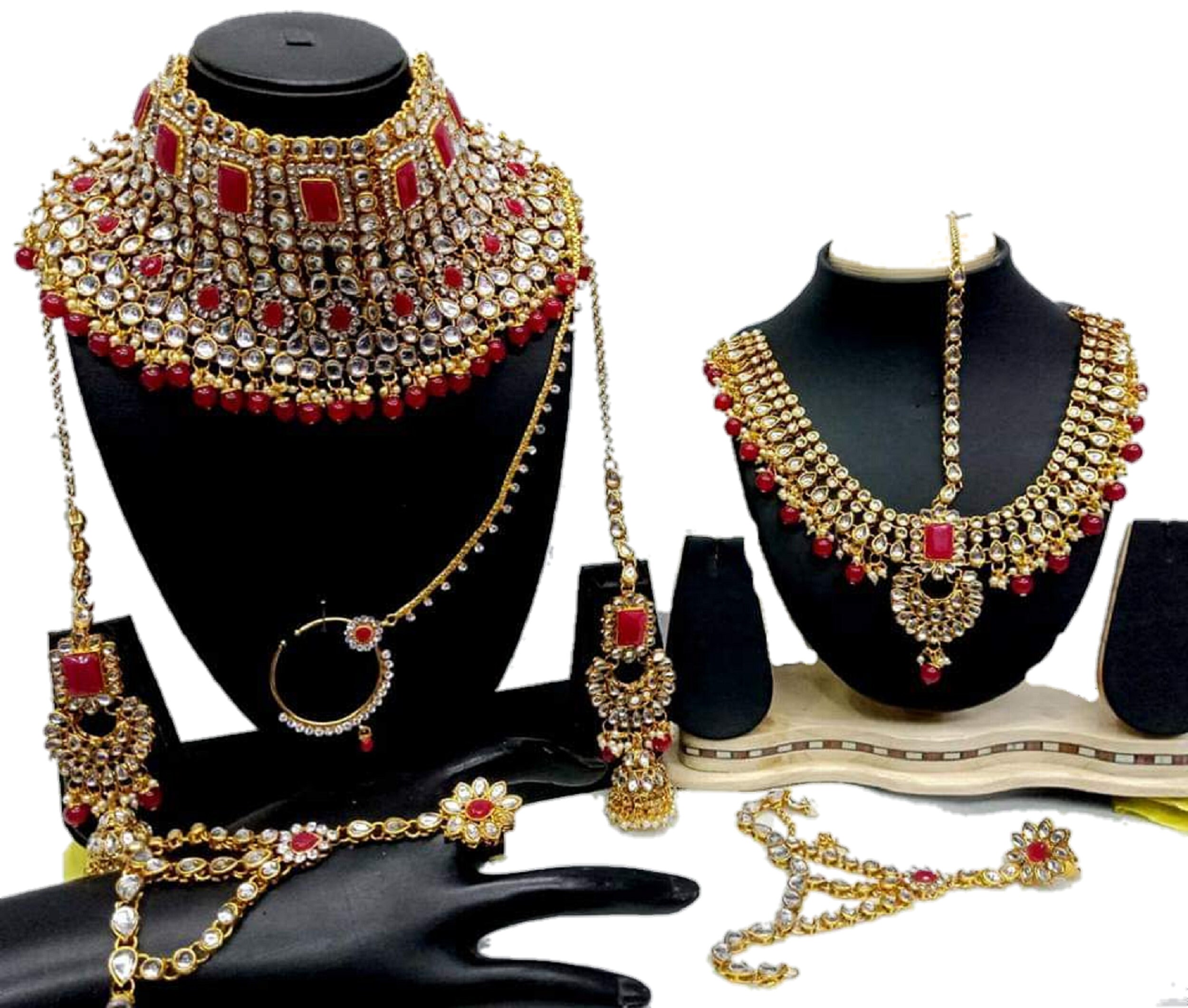 Gold Plated Bridal Dulhan Full Wedding Jewelry Set In Golden Etsy