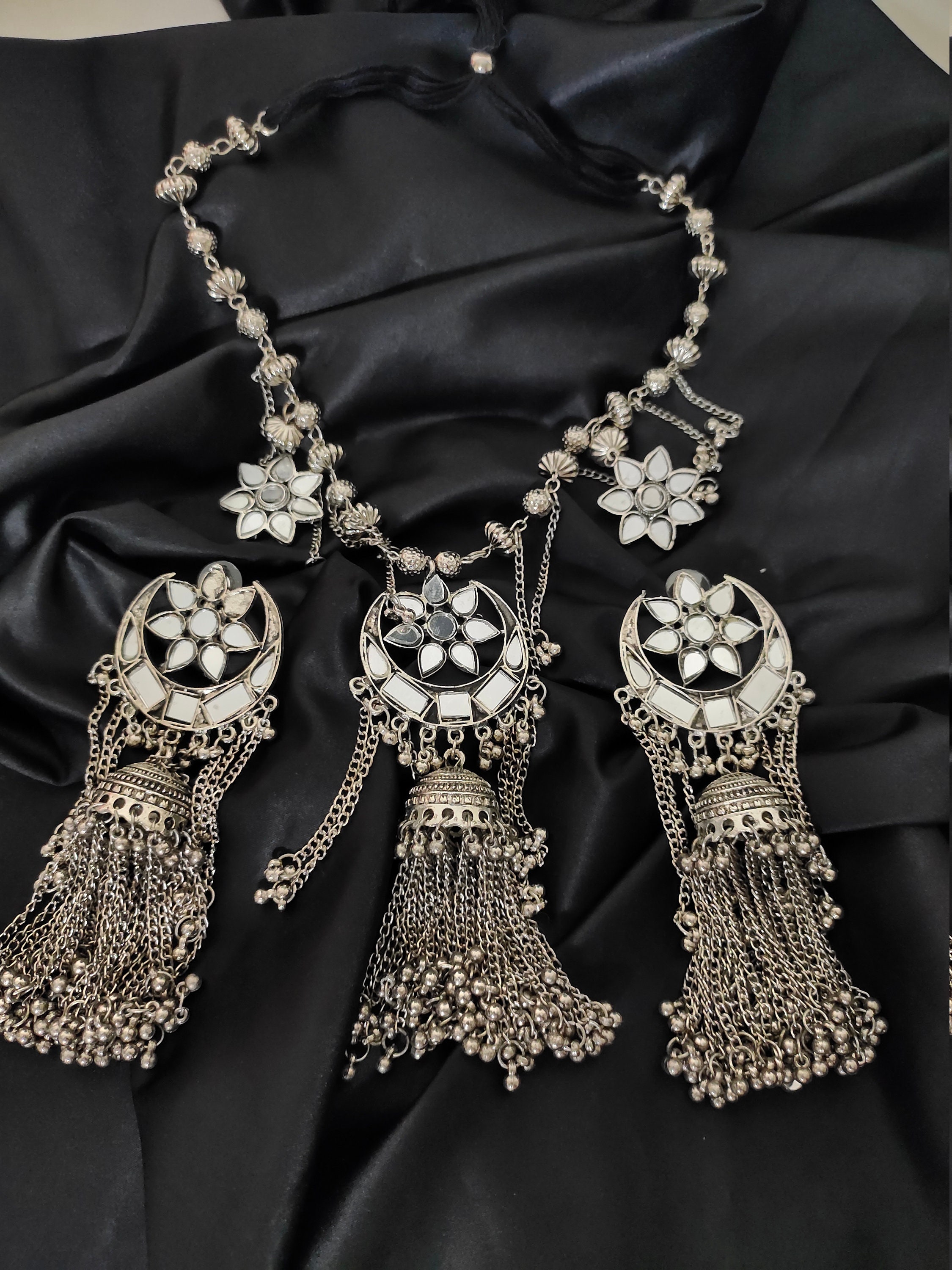 Mirror Necklace set/Silver necklace Set/Oxidized/German Etsy