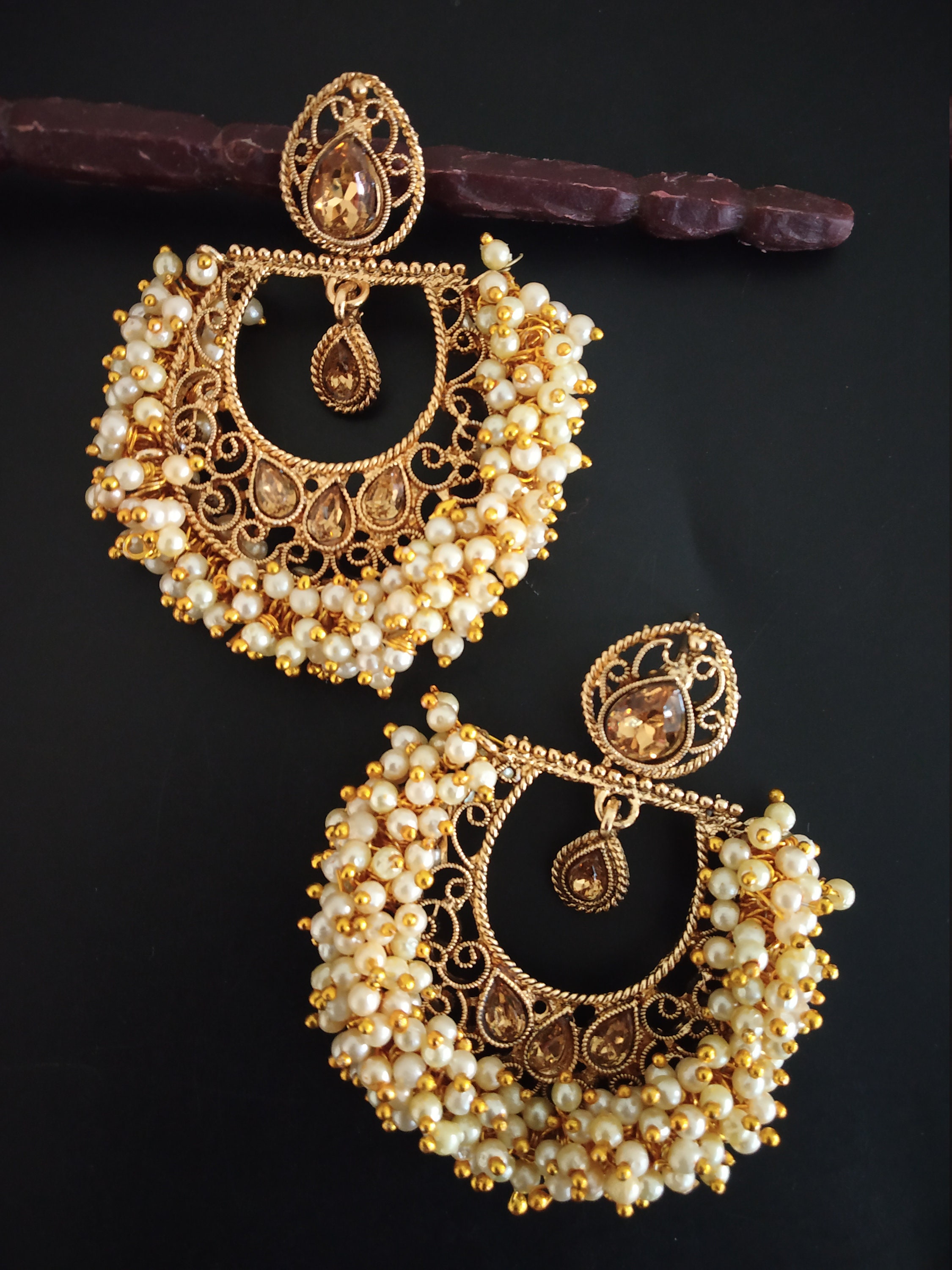 Halk Chandibali Kundan Earrings Traditional Indian/ Pakistani | Etsy