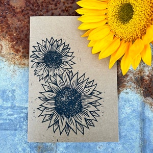 Sunflower Blank Notecards | Block Printed Notecards | Stationary