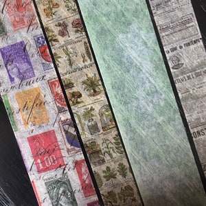 4 rolki x Washi Collection Piękny regularny rozmiar | Taśma Washi Retro Designs x 4 | Duża szerokość Washi 2,5 cm | Kolekcja Vintage Design Washi