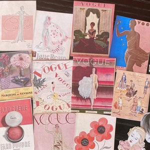 Pink Vintage Fashion Stickers | Vogue Cover Replicas - Handmade Stationery from France