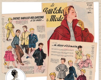 Couverture du magazine de mode français des années 1950 et mode masculine