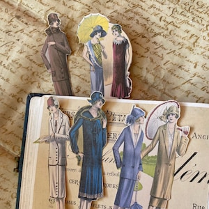 Adesivi Vintage People / Adesivi Moda Donna Anni '20 / Cancelleria Vintage dalla Francia / Adesivi Colorati Vintage Ladies