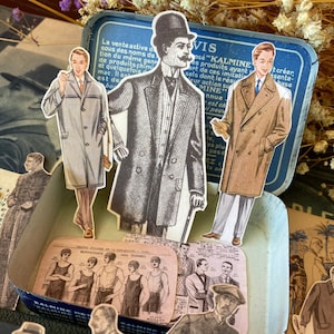 Paquete de pegatinas vintage para hombres / Pegatinas troqueladas de moda para hombres de los años 50 / Paquete de pegatinas vintage de personas / Papelería francesa / Envío gratuito