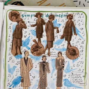 Grands autocollants pour poupées en papier | autocollants vintage pour femmes | Grands autocollants pour journal | Stickers femme vintage en sépia | Stickers couleur kraft