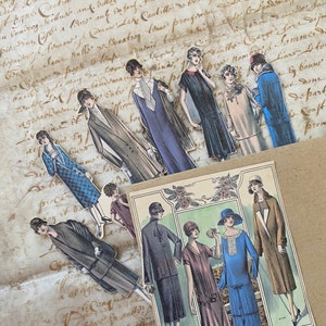 Stickers de jolies filles avec des robes bleues | Stickers tendance Belle Epoque des années 1920 | Stickers mats de qualité | Papeterie française