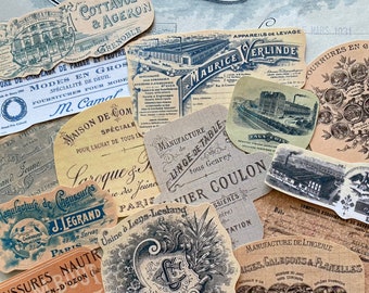 Vintage French Ephemera Stickers: Journaling Scrapbook Embellishments