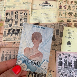 Vintage Aufkleber | Große Packung Habdmade Sticker | Französische Zeitschriften Cover Repliken | Packung französische Ephemera Aufkleber x 27