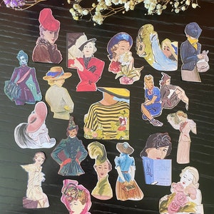 Pack d'autocollants vintage pour filles | Autocollants colorés vintage pour filles | Stickers portraits de femmes des années 50 | Stickers filles nostalgiques