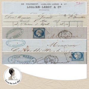 Sobres digitales vintage / Imprimibles para correos franceses en azul / Cartas francesas en azul antiguo para descargar / Carta digital azul vintage en francés