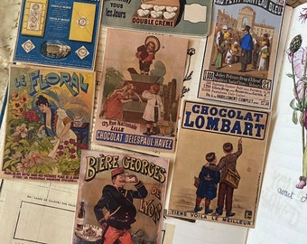 French ads ephemera stickers, Chocolate ads, Vintage beer poster, French cheese replicas