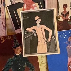 autocollants vintage pour femmes | Stickers vintage colorés | Couvertures du magazine Vogue français des années 1920 | Stickers éphémères français