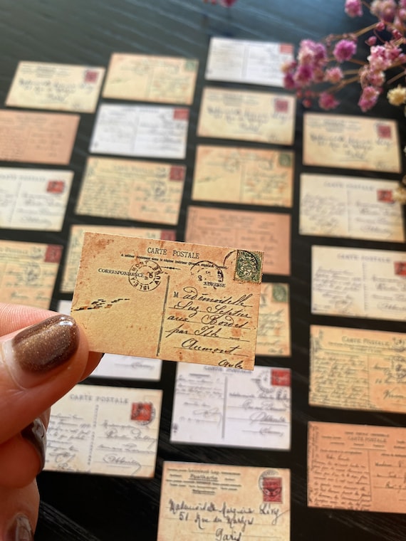 Mini Carte Postale Stickers, French Postcard Back Design, Pen Pal Snail Mail Happy Mail Junk Journal