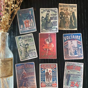 Réplicas de carteles publicitarios vintage y pegatinas / Carteles retro de juguetes, moda y repostería en francés / Papelería artesanal imagen 1