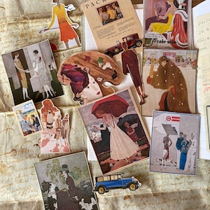 Vintage Illustrations Stickers | 1920s Era Stickers | Vintage Ladies Stickers | Vogue Magazine Covers Replica | French Ephemera Stickers