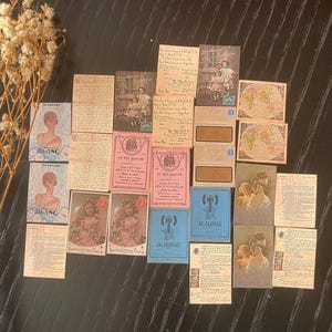 Pacchetto di adesivi effimeri francesi / Adesivi colorati in stile vintage / Piccoli adesivi staccabili / Repliche di carta francese / Adesivi francesi fatti a mano