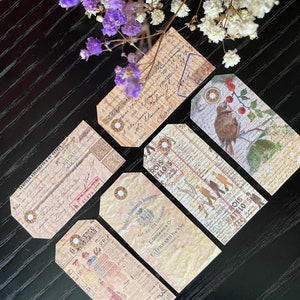 Scrapbook Tags Stickers | Vintage Etiketten Aufkleber | Original Design Aufkleber | Französische Vintage Ephemera Aufkleber | Journaling & Bujo Zubehör