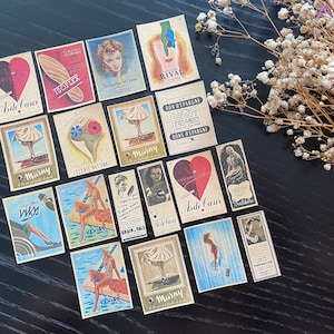 Confezione di adesivi vintage francesi x 18 / Repliche di annunci vintage / Adesivi minuscoli colorati / Adesivo a forma di cuore / Cancelleria in stile vintage / SPEDIZIONE GRATUITA