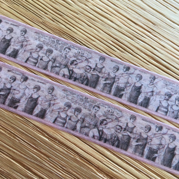Little Swimmers Washi Tape / Vintage People Washi Tape / Purple Shades Washi / Rollo de cinta adhesiva de 1,5 cm