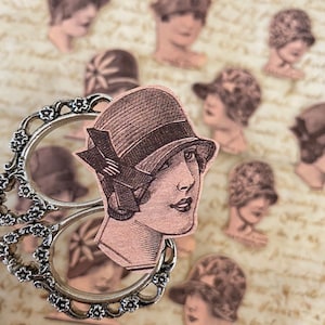 Vintage Women Faces Stickers | Girls Portraits Stickers | Kraft Color Stickers | Handmade Journaling Stickers | Brown Stickers