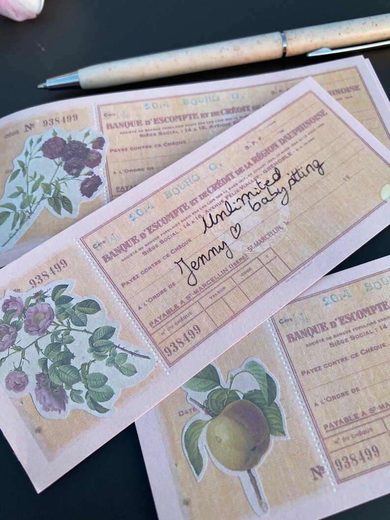 Floral Checkbook Pad Vintagestyle Tear off Checks Ephemera Etsy