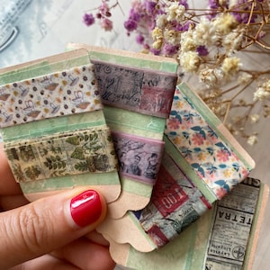 Échantillons de ruban adhésif Washi | Échantillons de planches Washi x 7 modèles | Longueur généreuse en Washi | Washi botanique et humain | Echantillons de kits de correspondance Washi