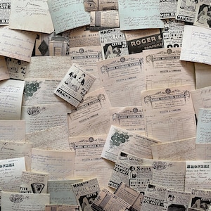 Grand paquet d'autocollants éphémères français | Lot d'autocollants pour sac de transport de plus de 60 pièces | Stickers français de style ancien pour collages vintage, MailArt et loisirs créatifs